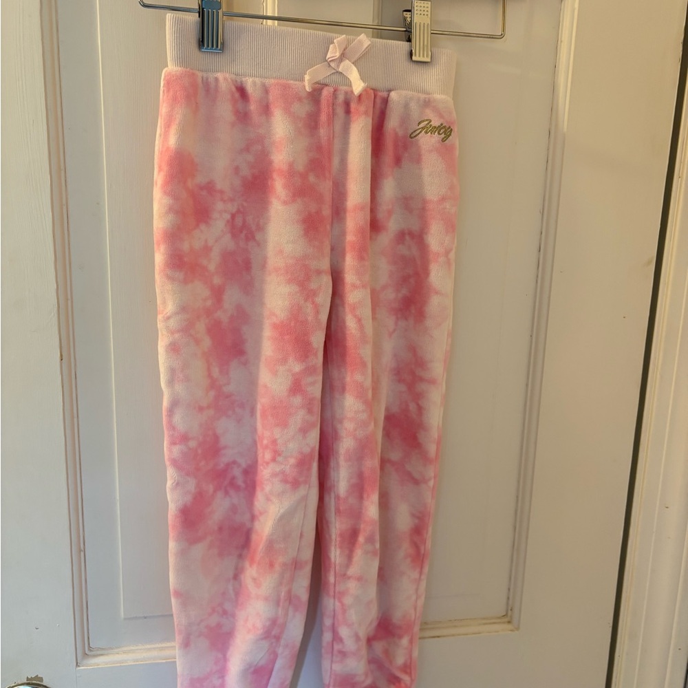 Juicy Couture Pink and White Bottoms with Cozy Fleece Texture